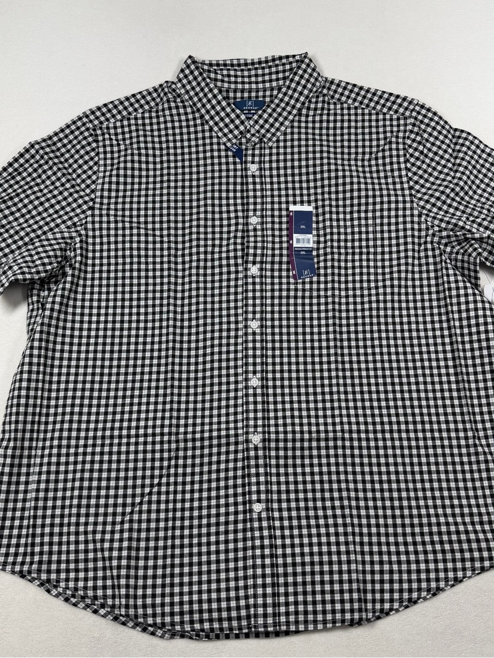 George Black & White Gingham Button-Down Shirt NWT Men’s Size 2XL